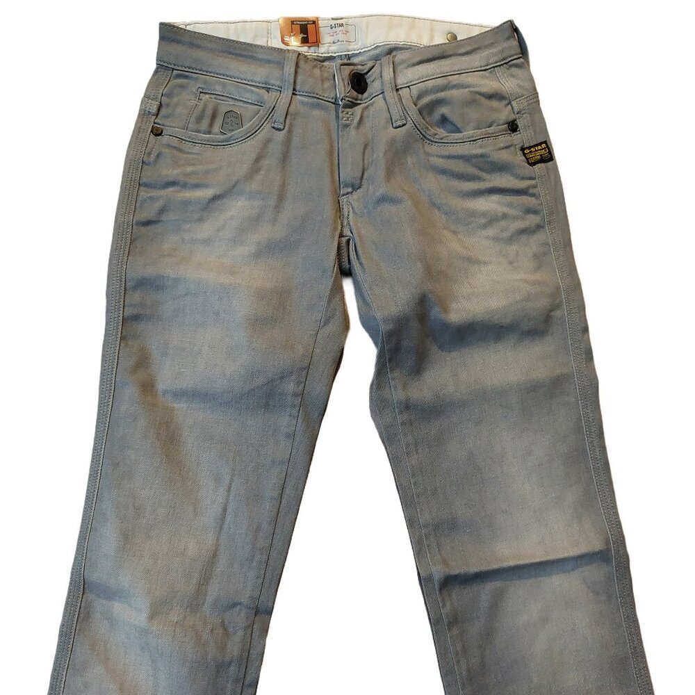 Retro Vintage G-Star Raw Midge Dover Straight Leg Mist Grey Denim Jeans Sz 24 NW - Picture 4 of 12